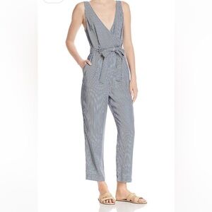 NWT French Connection Indigo Stripe Jumpsuit Size 0 Belted